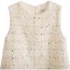 Sequin Feather-Hem Dress, Cream - Dresses - 4 - thumbnail