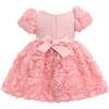 Bow Rosette Dress, Pink - Dresses - 2 - thumbnail