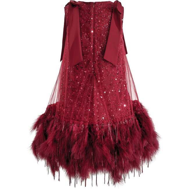 Sequin Feather Dress, Red - Dresses - 4