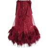 Sequin Feather Dress, Red - Dresses - 4