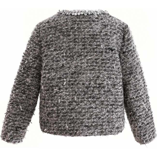 Boucle Jewel-Collar Jacket, Grey - Jackets - 4