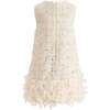Sequin Feather-Hem Dress, Cream - Dresses - 5 - thumbnail