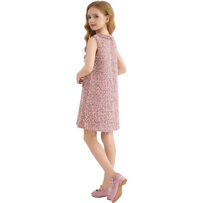 Tweed Sequin Shift Dress, Pink - Dresses - 6