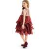 Tiered Satin Party Dress, Red - Dresses - 6