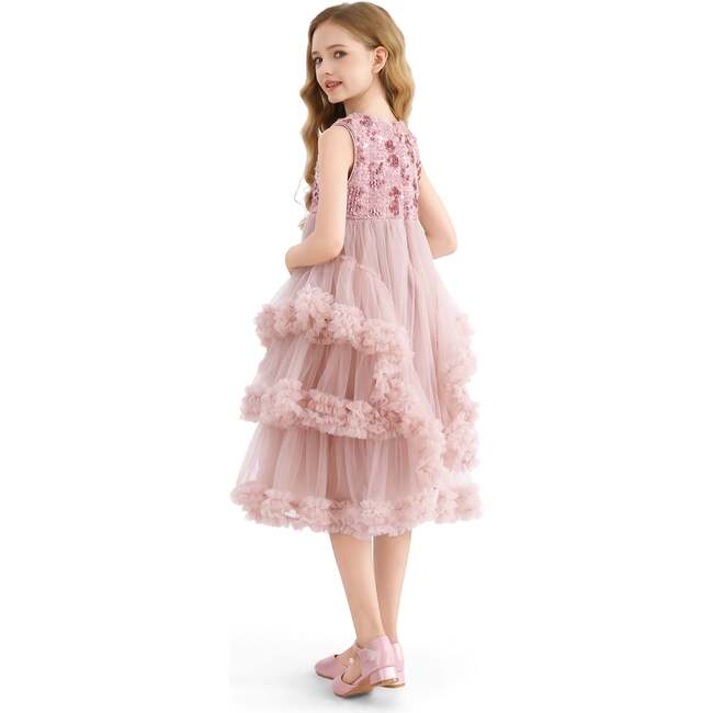 Sequin & Cascading Tulle Gown, Pink - Dresses - 6