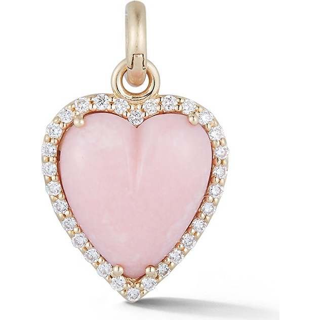 14K Gold Diamond & Pink Opal Alana Heart Charm