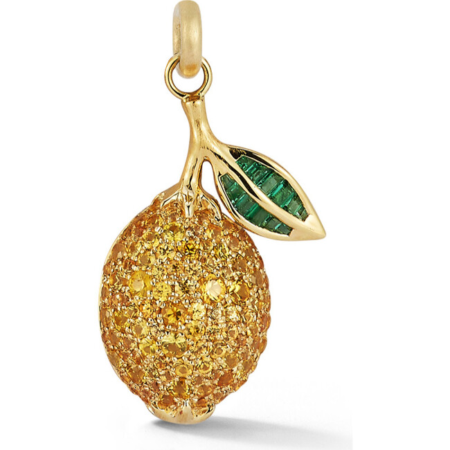 14K Gold Emerald & Yellow Sapphire Sour Lemon Charm