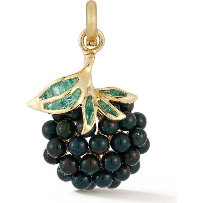 14K Gold Emerald & Bloodstone Wild Blackberry Charm - Charms - 1