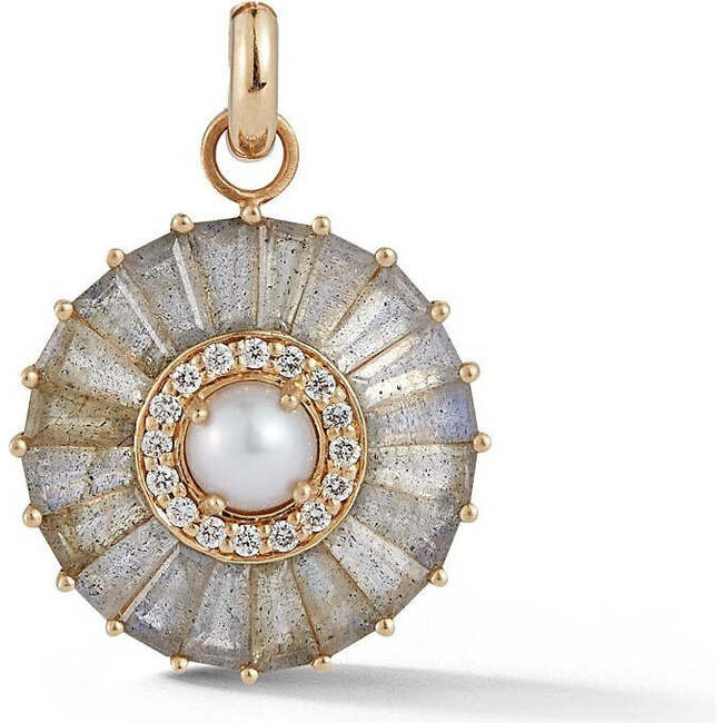 14K Gold Labradorite Diamond & Pearl Emily Charm