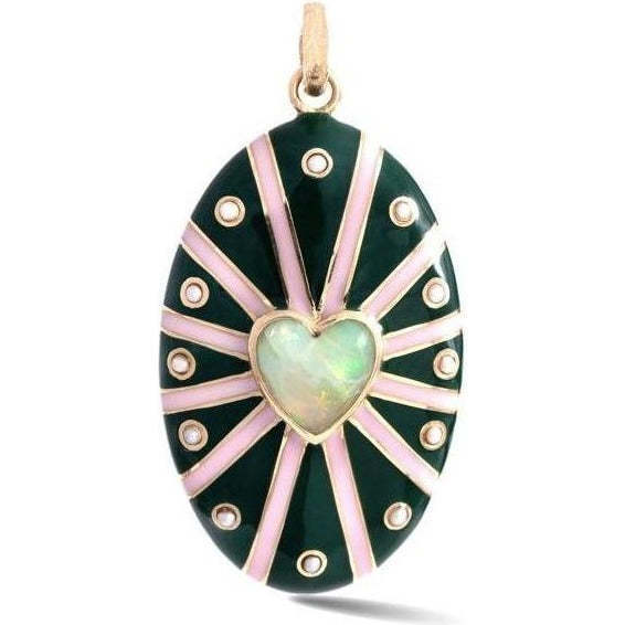 14K Gold Opal, White Pearl & Green Enamel Eleanor Charm