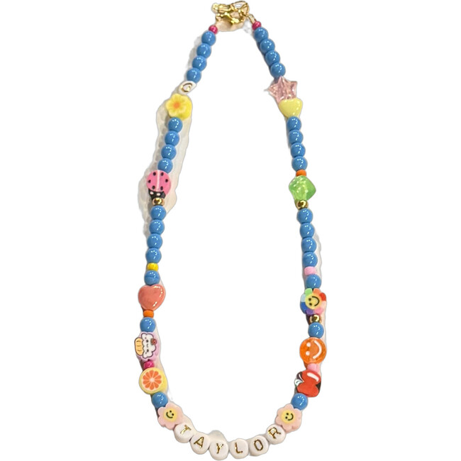 Colorful "Blue" Monogram Happy Necklace