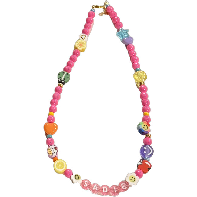 Colorful "Pink" Monogram Happy Necklace