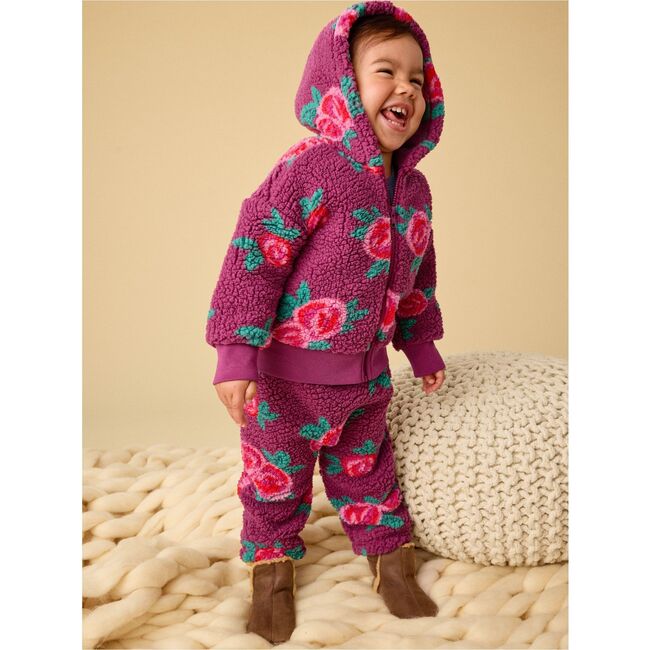 Teddy Fleece Baby Pants, Painted Rose - Sweatpants - 3