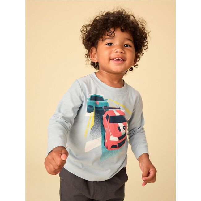 Racecars Graphic Tee, Blue Fog