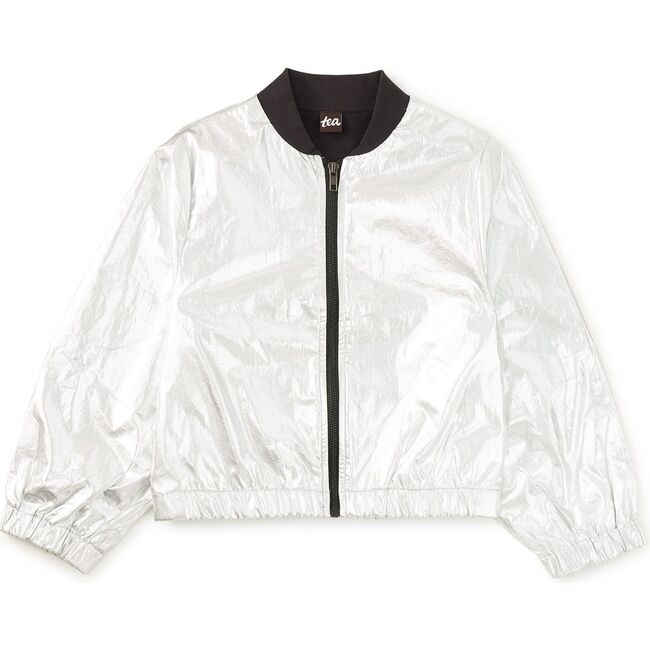 Metallic Bomber Jacket, Metallic Silver