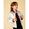 Metallic Bomber Jacket, Metallic Silver - Jackets - 2 - thumbnail