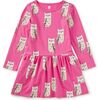 Long Sleeve Pocket Dress, Rainbow Eagle Owl - Dresses - 1 - thumbnail