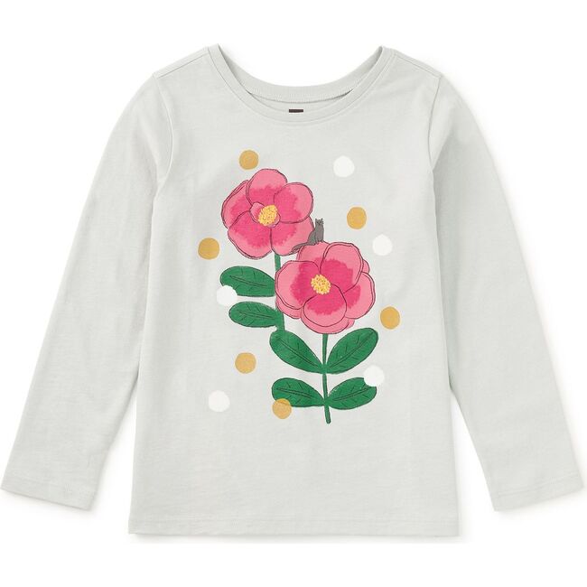 Golden Flowers Graphic Tee, PEARL BLUE