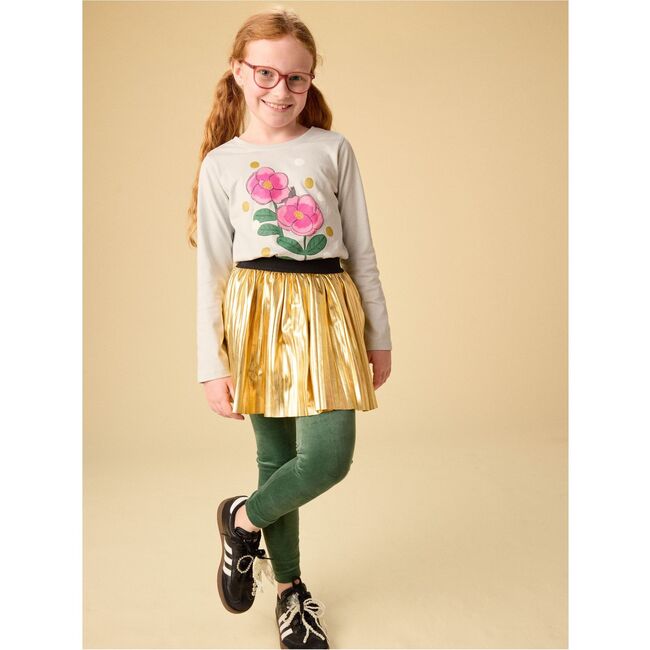 Golden Flowers Graphic Tee, PEARL BLUE