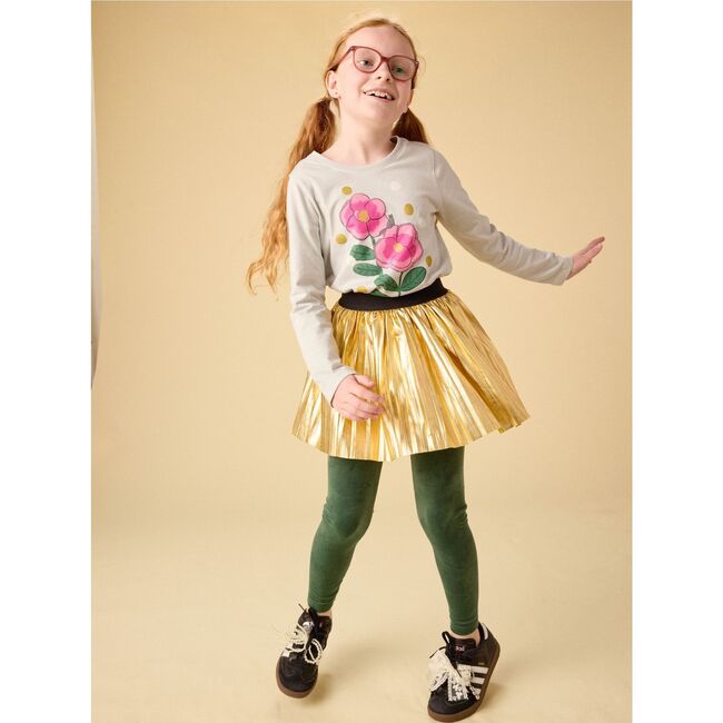 Golden Flowers Graphic Tee, PEARL BLUE - T-Shirts - 3