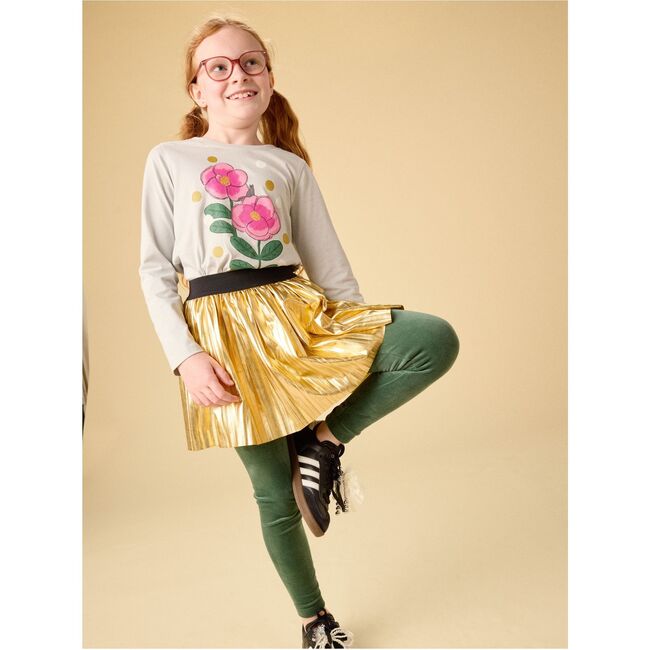 Golden Flowers Graphic Tee, PEARL BLUE - T-Shirts - 4