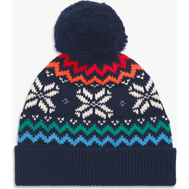 Kids Rainbow Snowflake Fair Isle Beanie, Navy Rainbow Snowflake Fair Isle