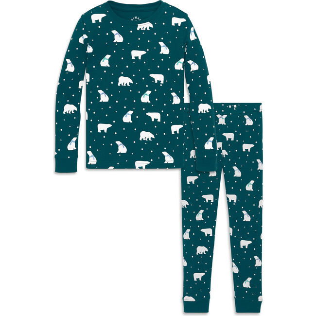 Kids Organic Pj Set In Cozy Bears, Forest Polar Bears