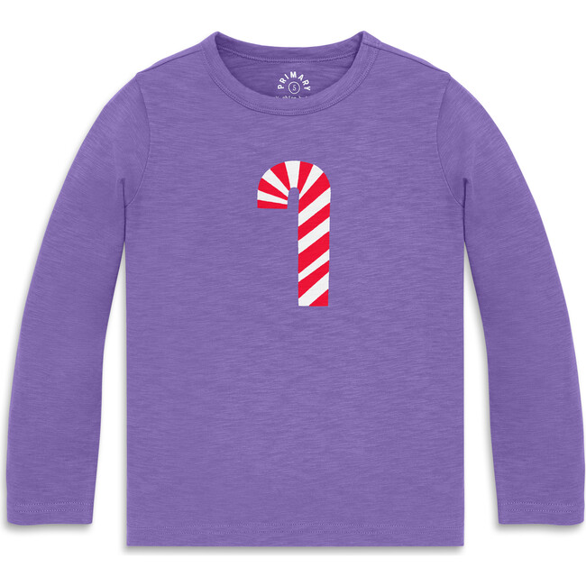 Kids Long Sleeve Candy Cane Tee, Violet Candy Cane