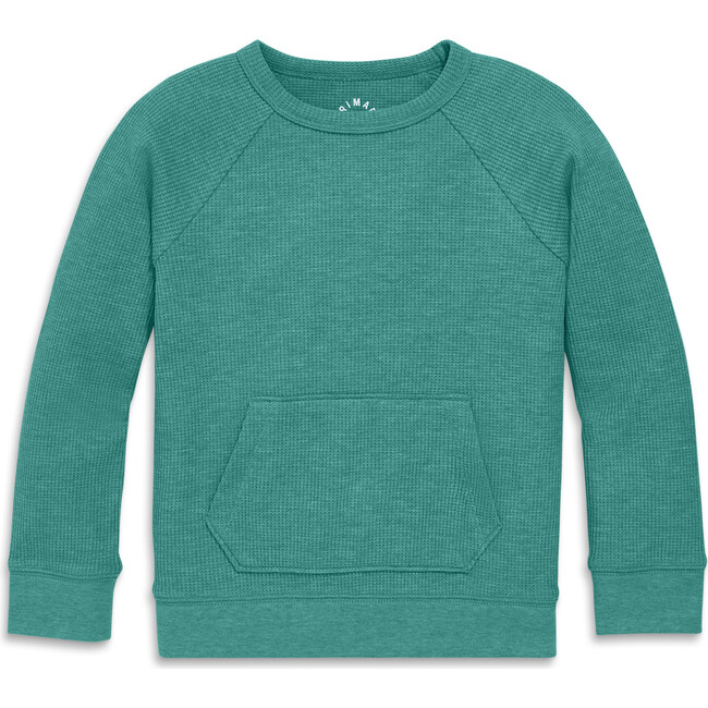 Kids Heathered Waffle Pocket Tee, Heather Sunwashed Teal
