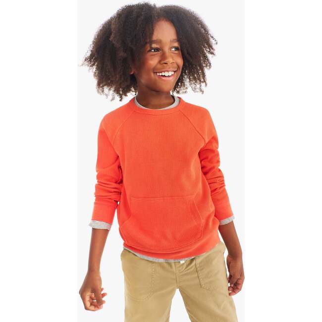 Kids Heathered Waffle Pocket Tee, Heather Pumpkin