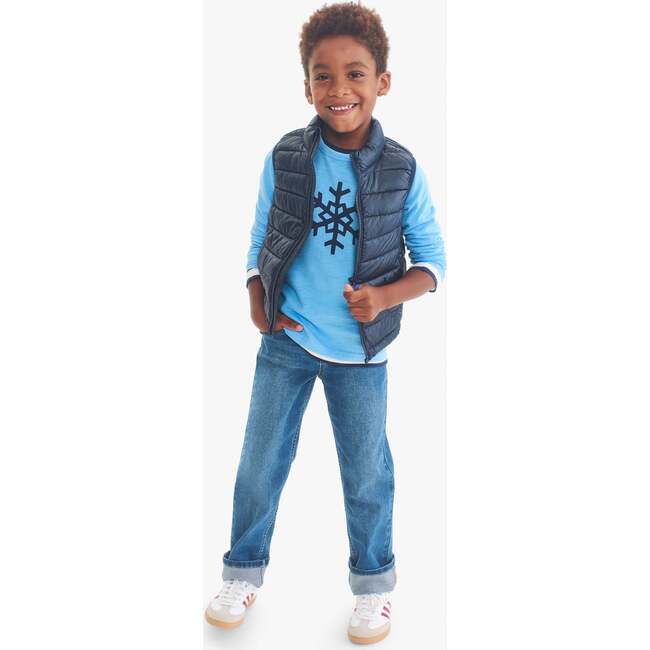 Kids Long Sleeve Snowflake Tee, Cornflower Snowflake - T-Shirts - 3