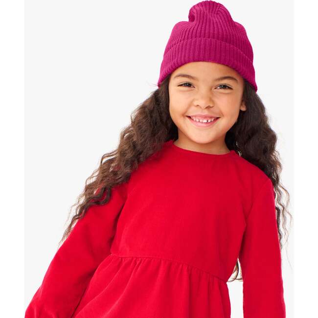 Kids Cotton Beanie, Raspberry