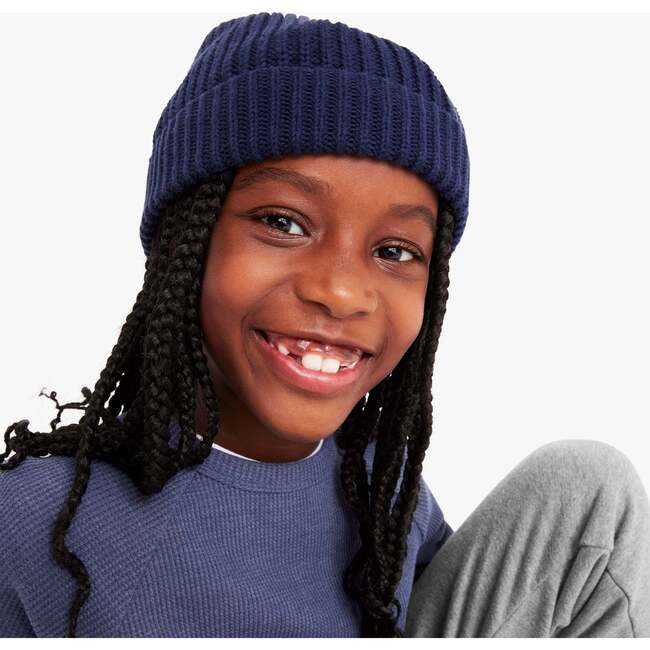 Kids Cotton Beanie, Navy