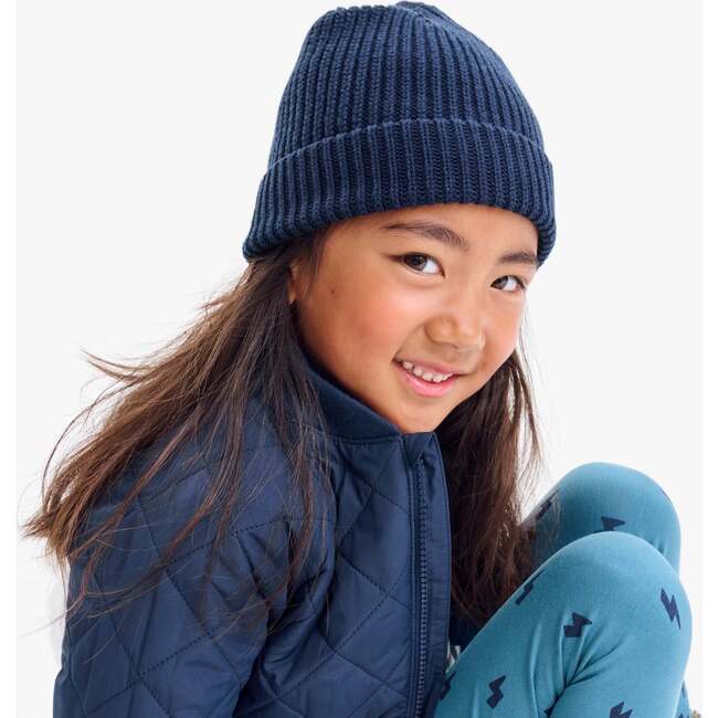 Kids Cotton Beanie, Navy - Winter Hats - 3