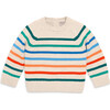 Baby Rainbow Stripe Sweater, Heather Sand Multi Stripe - Sweaters - 1 - thumbnail