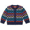 Baby Rainbow Hearts Cardigan, Navy Rainbow Hearts - Sweaters - 1 - thumbnail