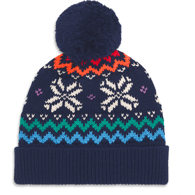 Baby Rainbow Snowflake Fair Isle Beanie, Navy Rainbow Snowflake Fair Isle