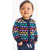 Baby Rainbow Hearts Cardigan, Navy Rainbow Hearts - Sweaters - 2 - thumbnail