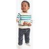 Baby Rainbow Stripe Sweater, Heather Sand Multi Stripe - Sweaters - 2 - thumbnail