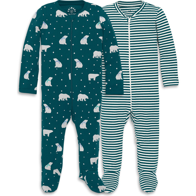 Baby Organic Footie Set In Cozy Bears, Forest Polar Bears