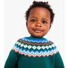 Baby Fair Isle Sweater, Spruce Rainbow Fairisle - Sweaters - 2 - thumbnail