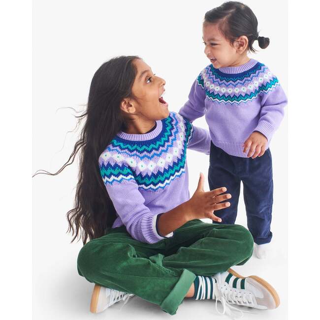 Baby Fair Isle Sweater, Spruce Rainbow Fairisle - Sweaters - 3