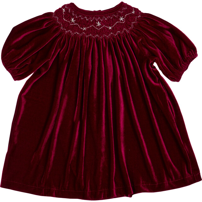 Velvet Smock Dress, Burgundy