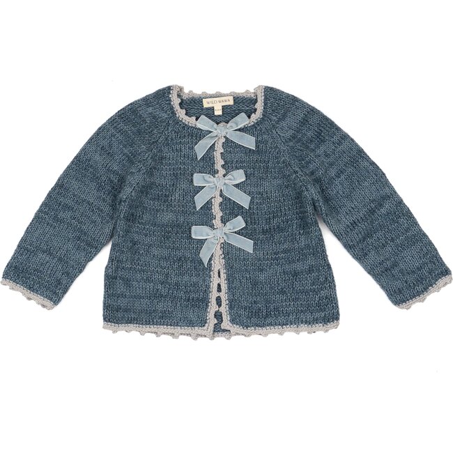 Velvet Bow Sweater, Aegean Blue