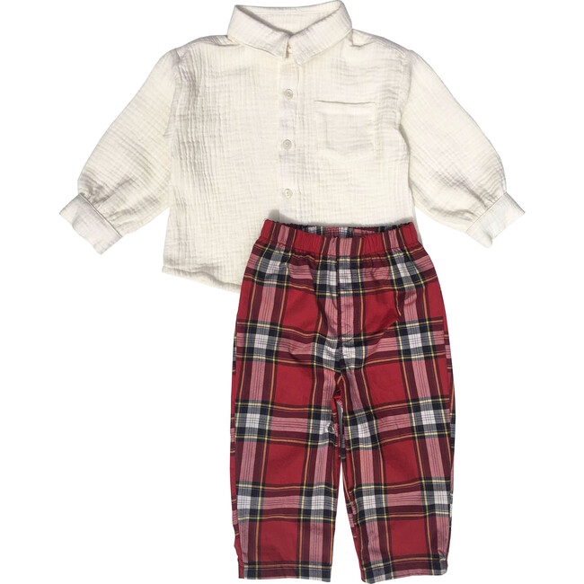 Boy Holiday Set, Tartan Red