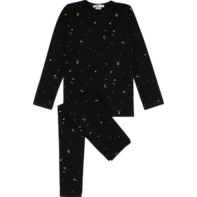 Bamboo Star Print Loungewear Set, Black