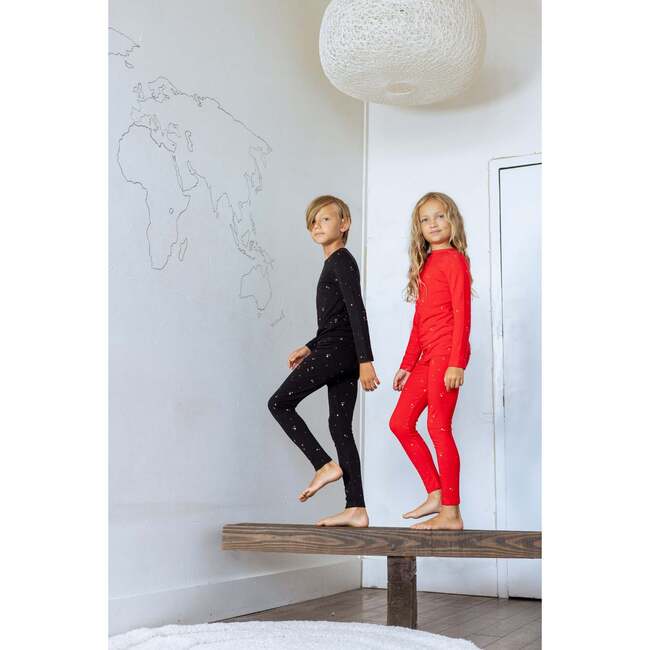 Bamboo Star Print Loungewear Set, Black
