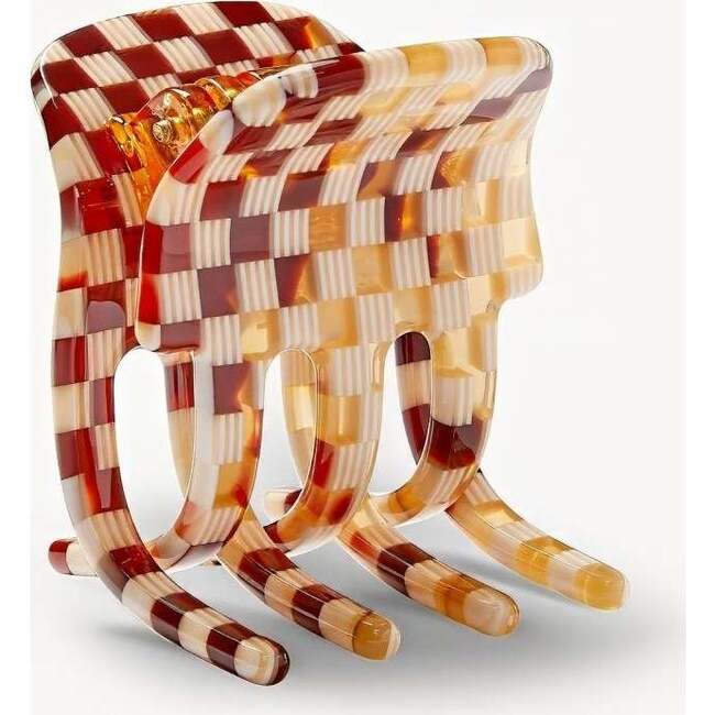 Mini Claw Hair Clip, Tortoise Checker