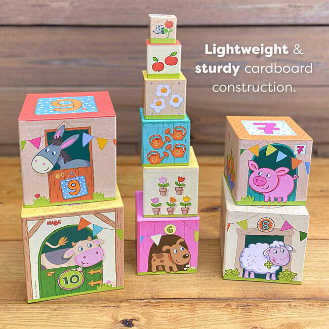 On the Farm Cardboard Stacking & Nesting Cubes - Developmental Toys - 3