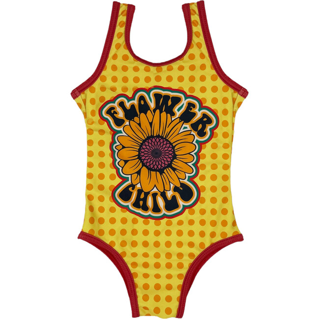 Flower Child One Piece Swim, Yellow Polka Dot - One Pieces - 1